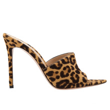 Leopard Fur Open Toe Party Gold High Heel Hivert Sex Flat Women Sandals